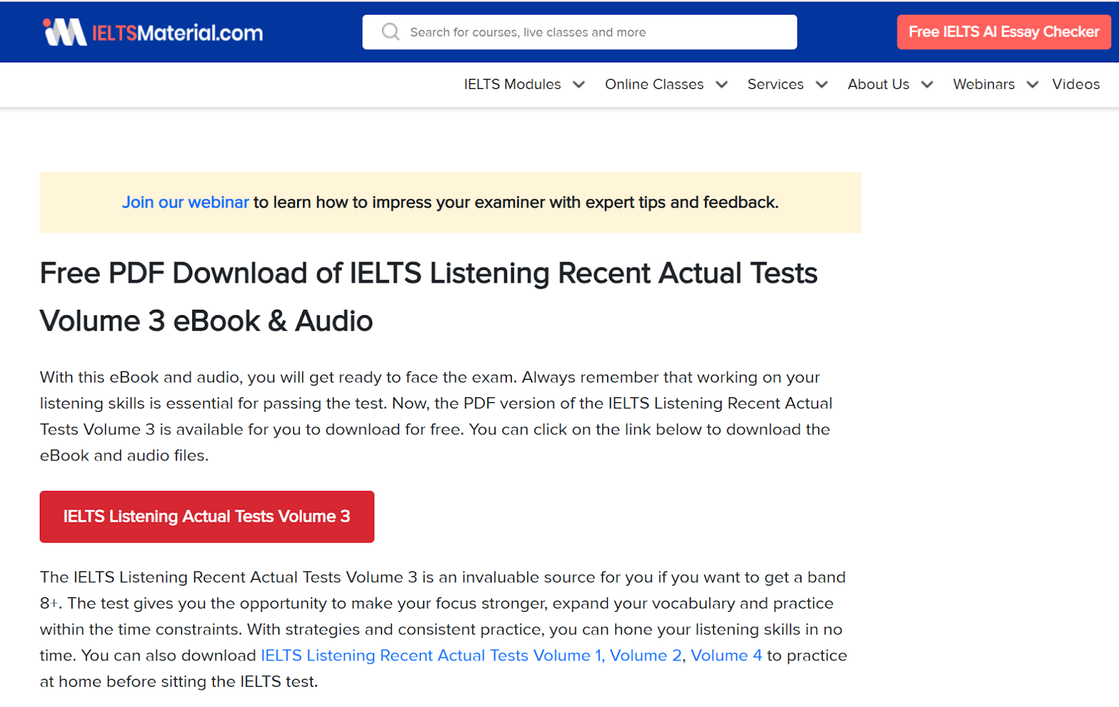 IELTS Material là kho tài liệu luyện nghe khổng lồ sưu tầm từ nhiều quyển sách IELTS nổi tiếng