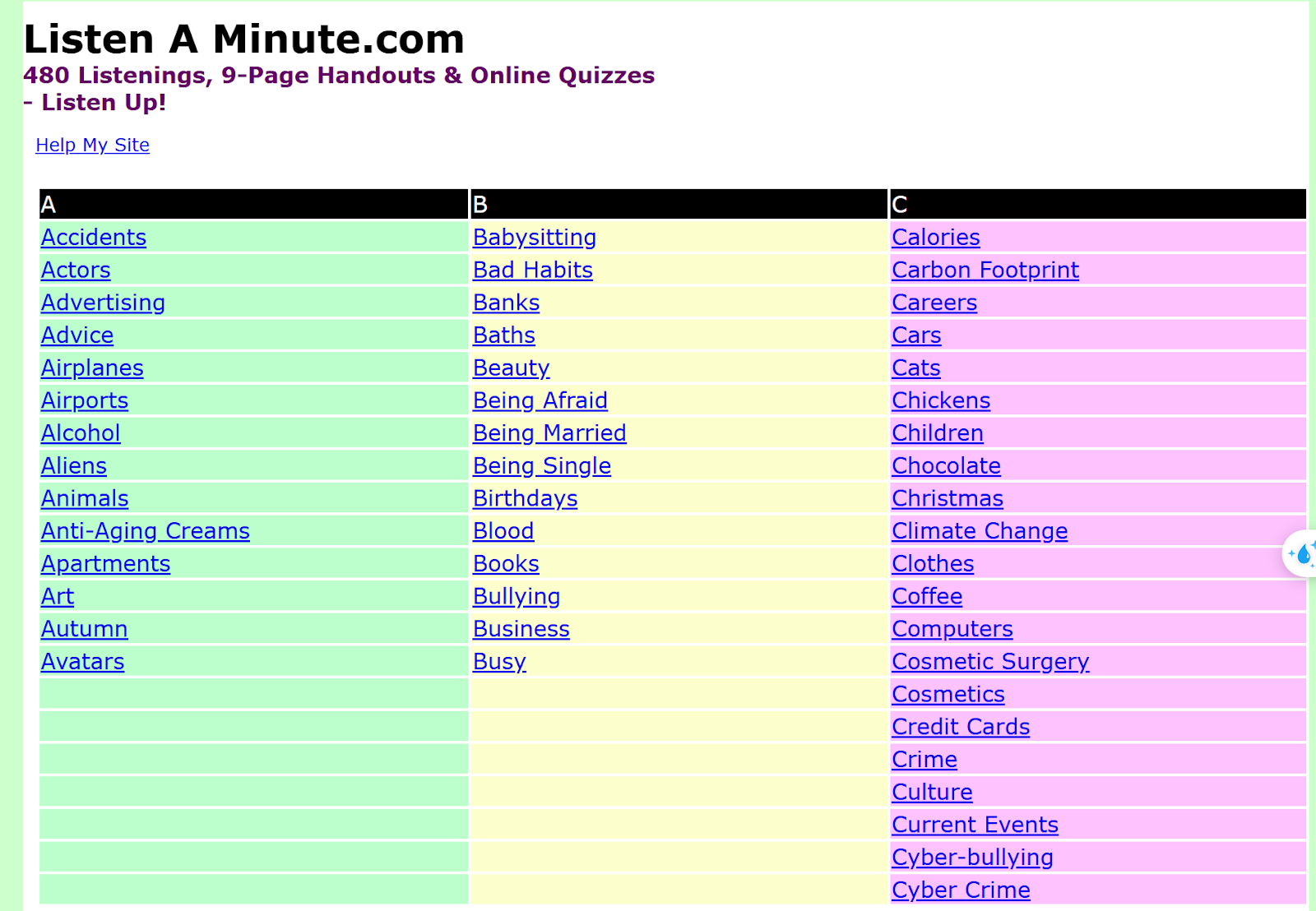 Listen A Minute là web luyện nghe Tiếng Anh với độ bài mỗi bài nghe chỉ trên dưới 1 phút