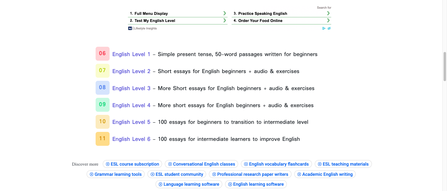 Giao diện website Rong-Chang ESL - trang luyện nghe tiếng Anh và chép chính tả miễn phí