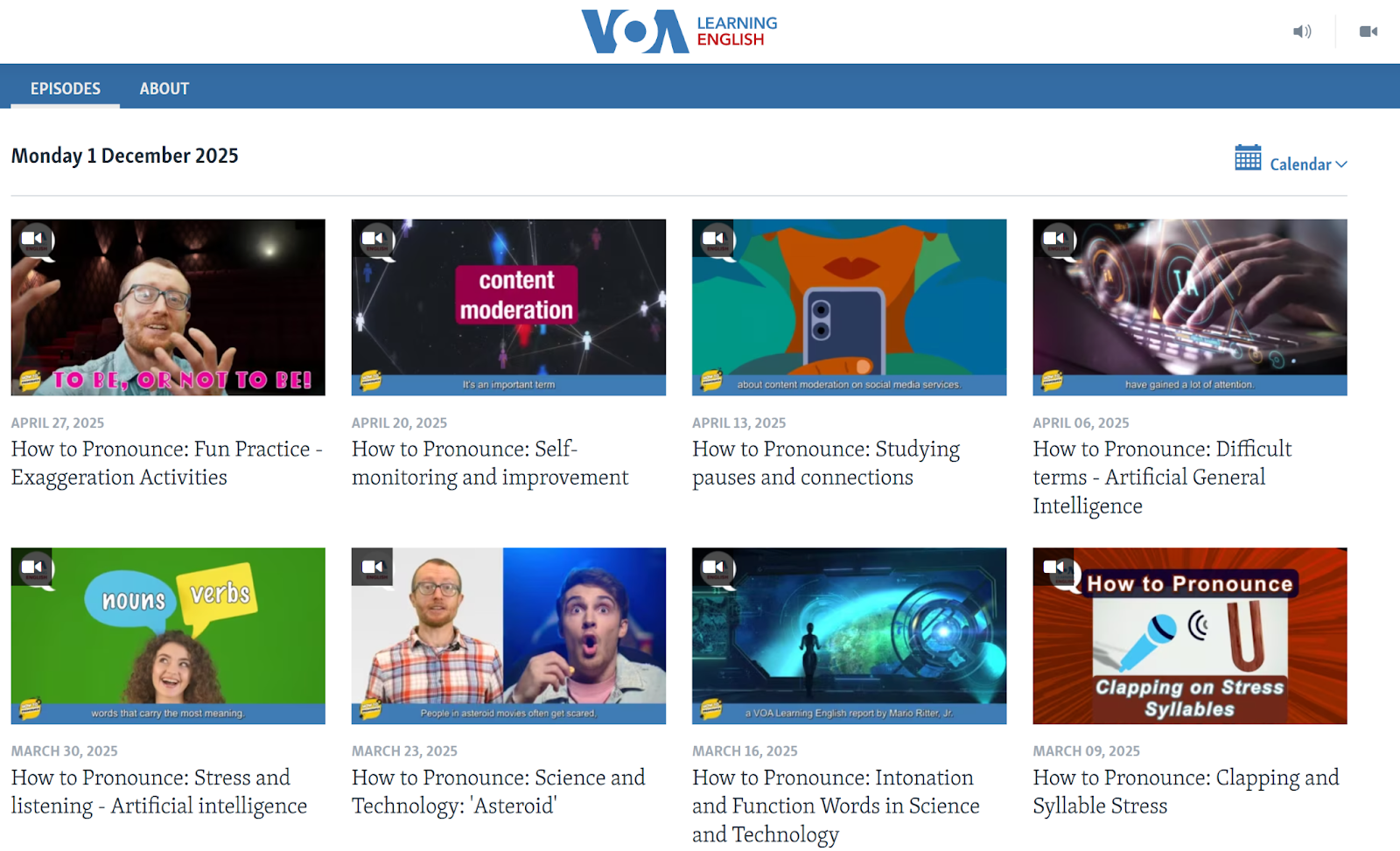 VOA Learning English có nội dung chậm, dễ tiếp cận cho người mới