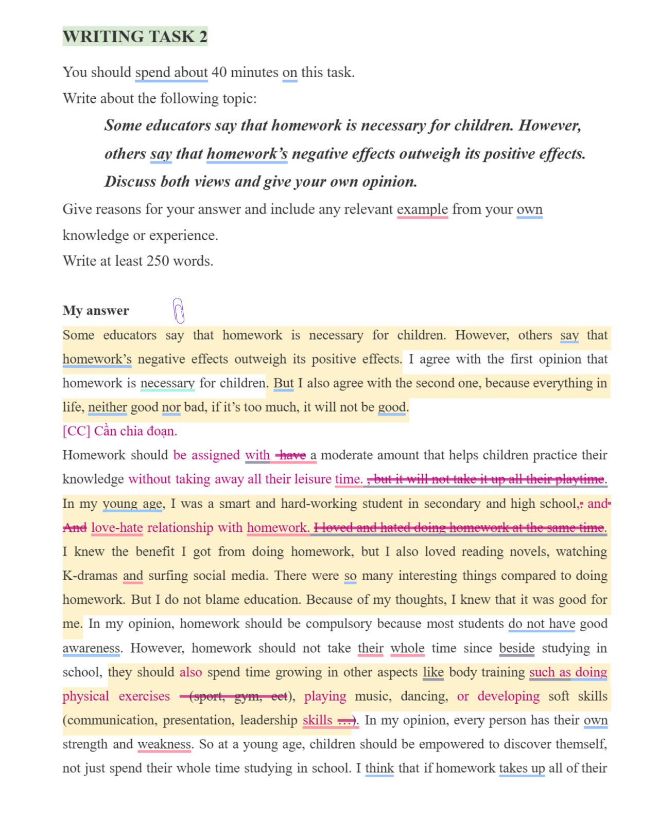 Chấm chữa Writing miễn phí KHÔNG GIỚI HẠN xuyên suốt khoá học